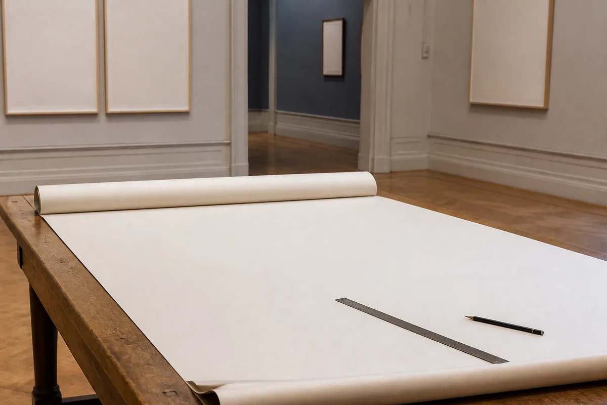 Frise chronologique dessinée à la main sur une grande feuille de papier