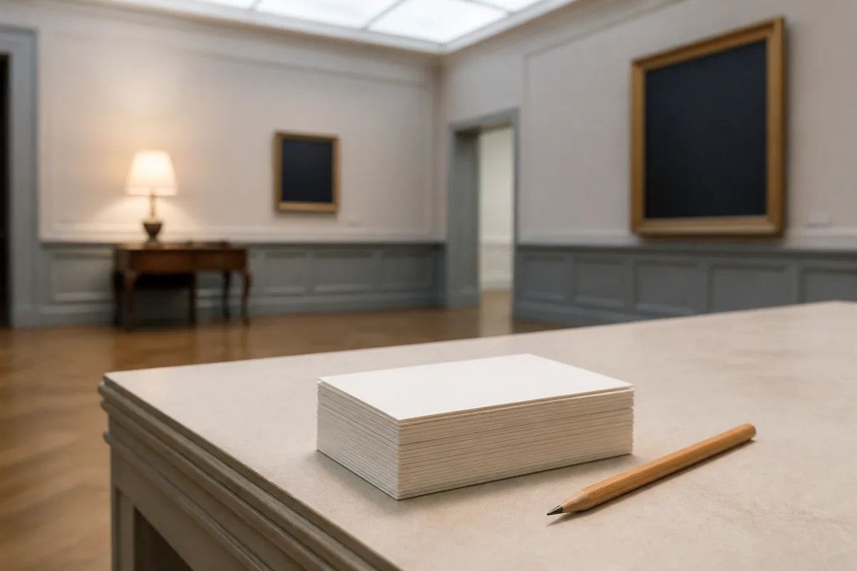 Étudiant se testant avec des fiches manuscrites posées sur un bureau